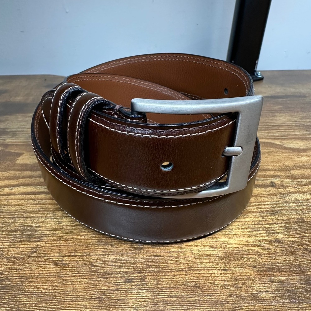 Joseph Abboud Mens Brown Leather Belt Made in Italy Size 40 Dress Belt 13021 200